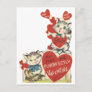 Cartes Pour Fêtes Annuelles Vintage Purr-parfaitement Kittens Valentine