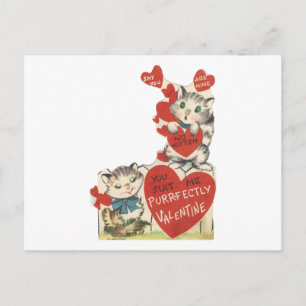 Cartes Pour Fêtes Annuelles Vintage Purr-parfaitement Kittens Valentine