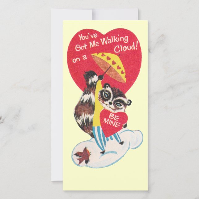 Cartes Pour Fêtes Annuelles Vintage Raccoon Valentine (Devant)