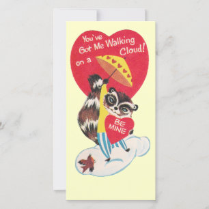 Cartes Pour Fêtes Annuelles Vintage Raccoon Valentine