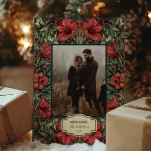 Cartes Pour Fêtes Annuelles Vintage Red Amaryllis Botanical Christmas Photo