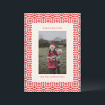 Cartes Pour Fêtes Annuelles Vintage Red Christmas Geometry Quilt Photo<br><div class="desc">Carte de vacances vintage rouge Noël géométrique</div>