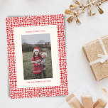 Cartes Pour Fêtes Annuelles Vintage Red Christmas Geometry Quilt Photo<br><div class="desc">Carte de vacances vintage rouge Noël géométrique</div>