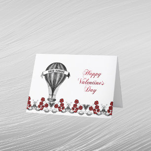 Cartes Pour Fêtes Annuelles Vintage Red Hot Air Balloon Valentine