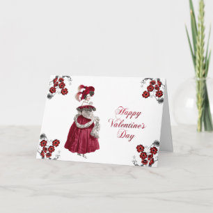 Cartes Pour Fêtes Annuelles Vintage Red Lady Floral Elegant Valentine