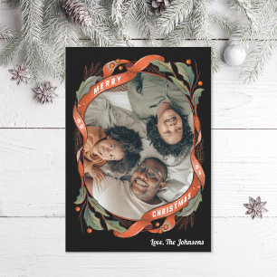 Cartes Pour Fêtes Annuelles Vintage Red Ribbons Holly Photo