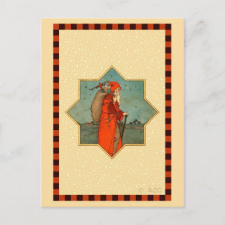 Cartes Pour Fêtes Annuelles Vintage Red Santa Claus St. Nicholas