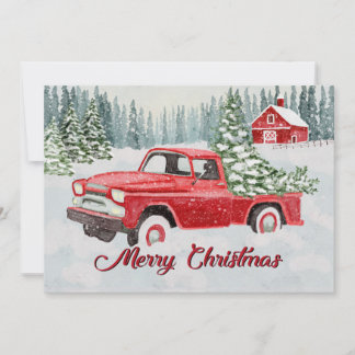 Cartes Pour Fêtes Annuelles Vintage Red Truck Bringing Christmas Cheer in the