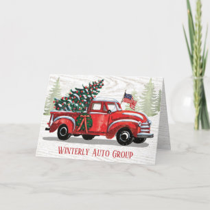 Cartes Pour Fêtes Annuelles Vintage Red Truck Patriotique Drapeau Rustique