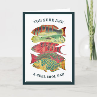 Cartes Pour Fêtes Annuelles Vintage Reel Cool Papa Fête des pères de poisson |