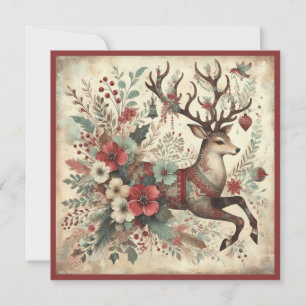 Cartes Pour Fêtes Annuelles Vintage Reindeer Joyeux Noël