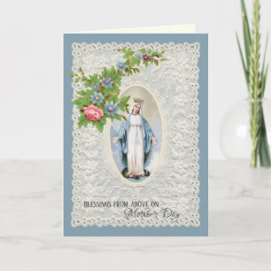Cartes Pour Fêtes Annuelles Vintage Religieux Vierge Marie Fête des mères 