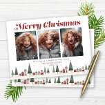 Cartes Pour Fêtes Annuelles Vintage Retro Arbres de Noël Cadeaux Photo de vaca<br><div class="desc">Mini-Vintage rétro Arbres de Noël Cadeaux Photo de Noël de vacances Carte de Noël avec 3 de vos photos préférées et notre typographie moderne et pourtant rétro à la mode! Souhaitez à vos amis et à votre famille une saison de vacances joyeuse avec cette carte délicieuse! Veuillez nous contacter à...</div>