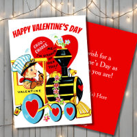 Vintage Retro Boy en train Custom Valentine's Day