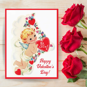 Cartes Pour Fêtes Annuelles Vintage Retro Cupid Angel Be My Love Valentine