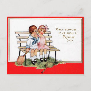 Cartes Pour Fêtes Annuelles Vintage Retro Enfants Jouant Tennis Valentine Ca