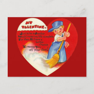 Cartes Pour Fêtes Annuelles Vintage Retro Janitor Valentine