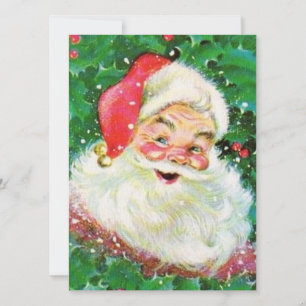Cartes Pour Fêtes Annuelles Vintage Retro Jolly Holly Santa Claus