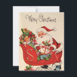 Cartes Pour Fêtes Annuelles Vintage Retro Joyeux Noël Père Noël À Sleigh<br><div class="desc">Vintage Joyeux Noël Père Noël à Sleigh</div>