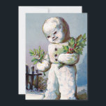 Cartes Pour Fêtes Annuelles Vintage Retro Noël Snowman scène d'hiver<br><div class="desc">Carte de vacances cool Vintage rétro saint Noël Snowman hiver scène de neige Carte de vacances.</div>