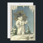 Cartes Pour Fêtes Annuelles Vintage Retro Noël Snowman scène d'hiver<br><div class="desc">Carte de vacances cool Vintage rétro Noël Snowman Winter Scene Carte.</div>