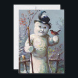 Cartes Pour Fêtes Annuelles Vintage Retro Noël Snowman scène d'hiver<br><div class="desc">Carte de vacances cool Vintage rétro Noël Snowman Winter Scene Carte.</div>