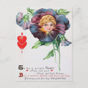 Cartes Pour Fêtes Annuelles Vintage Retro Pansy Valentine