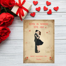 Vintage Retro Pin-Up Valentine's Day Card