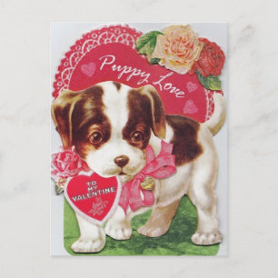 Cartes Pour Fêtes Annuelles Vintage Retro Puppy Love Valentine's Day