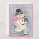 Cartes Pour Fêtes Annuelles Vintage Retro Snowman De Noël Avec Cadeaux<br><div class="desc">Snowman De Noël vintage Rétro Avec Cadeaux Carte De Vacances.</div>