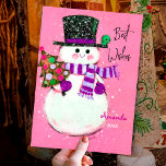 Cartes Pour Fêtes Annuelles Vintage rétro snowman Noël nouvel an<br><div class="desc">Vintage retro bonhomme de neige Noël nouvel an Carte de voeux de vacances. Vintage carte de Noël mignonne. Parfait pour les collectionneurs vintages ou pour envoyer des cartes à la famille ou à des amis pour la saison des fêtes. Ce design peut également être transféré sur n'importe quel produit sur...</div>