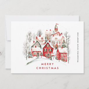 Cartes Pour Fêtes Annuelles Vintage Rétro Ville d'hiver Noël