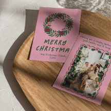 Vintage rose vert coloré vaches Wreath Noël