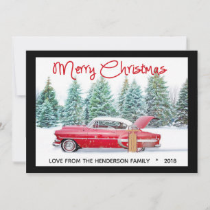 Cartes Pour Fêtes Annuelles Vintage rouge des années 1950 Chevy Joyeux Noël