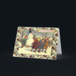 Cartes Pour Fêtes Annuelles Vintage Russian Christmas<br><div class="desc">Vintage Russian Christmas,  Children and a snowman,  dragging the snowman on a sledge</div>