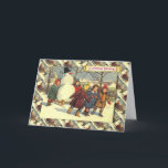 Cartes Pour Fêtes Annuelles Vintage Russian Christmas<br><div class="desc">Vintage Russian Christmas,  Children and a snowman,  dragging the snowman on a sledge</div>