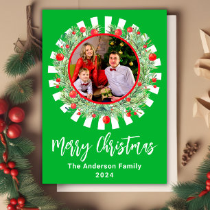 Cartes Pour Fêtes Annuelles Vintage Rustic Greenery Berry Wreath Noël