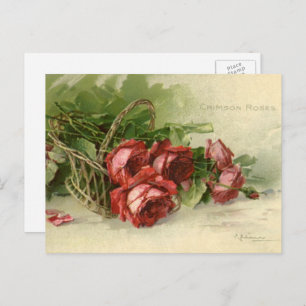 Cartes Pour Fêtes Annuelles Vintage Saint Valentin Amour, Crimson Red Roses