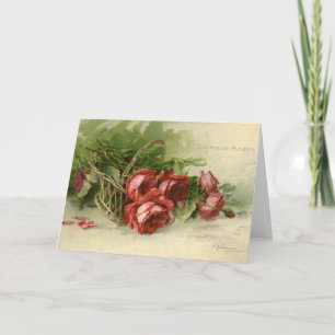 Cartes Pour Fêtes Annuelles Vintage Saint Valentin Amour, Crimson Red Roses