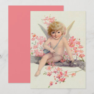 Cartes Pour Fêtes Annuelles Vintage Saint Valentin Angel dans l'arbre