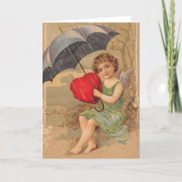 Cartes Pour Fêtes Annuelles Vintage Saint-Valentin Chérubin Tenant un Cœur