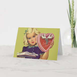 Cartes Pour Fêtes Annuelles Vintage Saint Valentin, Fille au chocolat