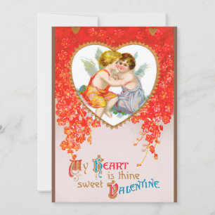 Cartes Pour Fêtes Annuelles Vintage Saint Valentin victorienne, Cherubs in Hea