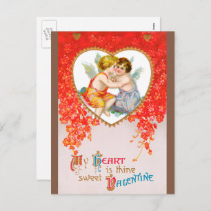 Cartes Pour Fêtes Annuelles Vintage Saint Valentin victorienne, Cherubs in Hea
