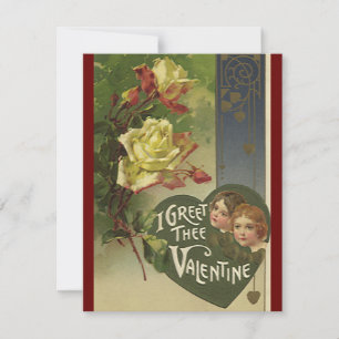 Cartes Pour Fêtes Annuelles Vintage Saint Valentin victorienne, filles et Rose