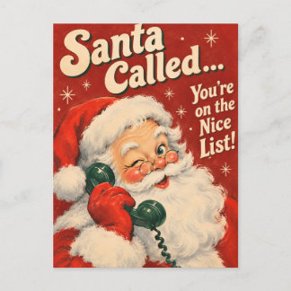 Cartes Pour Fêtes Annuelles Vintage Santa Appelle la Liste des Enfants Sages d