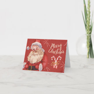 Cartes Pour Fêtes Annuelles Vintage Santa Christmas Card 4x6 – Folded