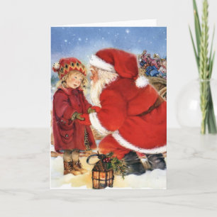 Cartes Pour Fêtes Annuelles Vintage Santa Claus and Child