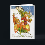 Cartes Pour Fêtes Annuelles Vintage Santa Claus & Reindeer Christmas Card<br><div class="desc">Santa Claus is still much loved today as the bringer of goodwill and cherished gifts for all at this special time of year. Let us also not lose sight of the true meaning of Christmas for Christianity, signifying the birth of Christ Jesus. 25% of all royalties from the sale of...</div>