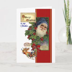 Cartes Pour Fêtes Annuelles Vintage Santa, Holly Chistmas